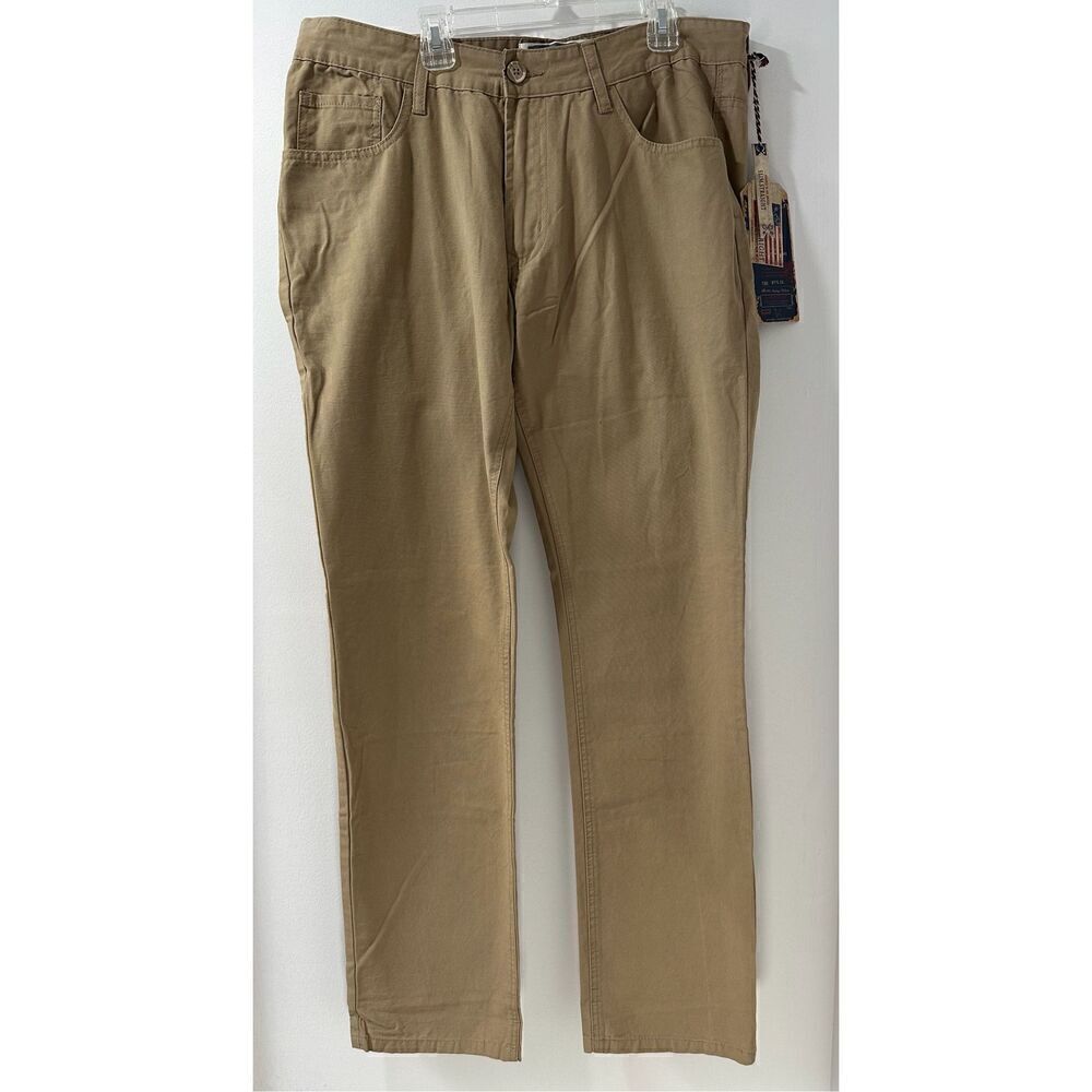 MBX Denim Wear men’s tan slim straight leg pants size 34”x32”. #43-1331